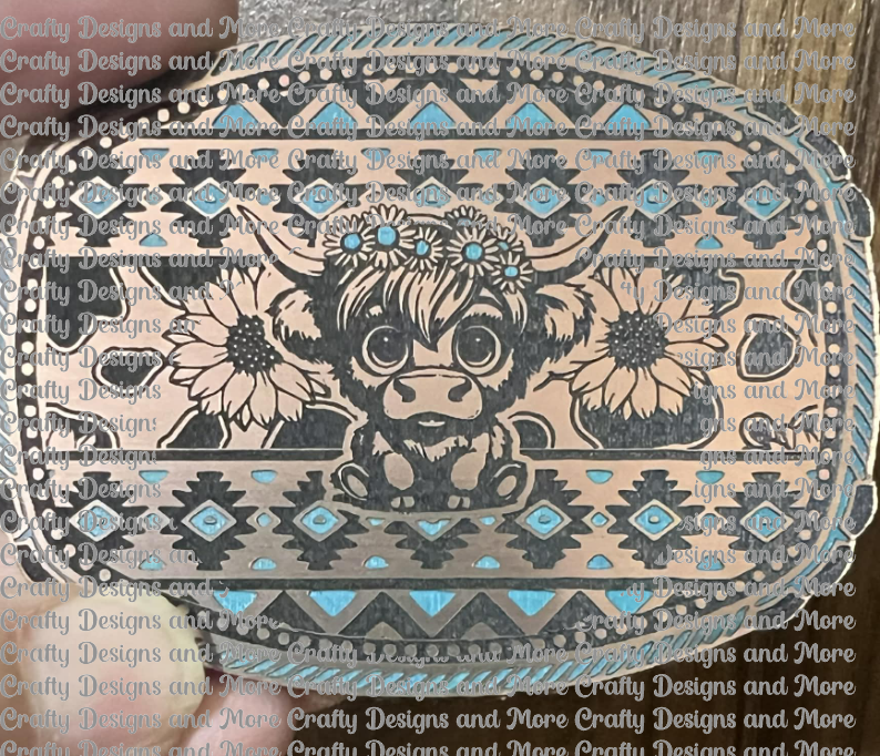 Southwest Big Eye Highland Cow SVG & Laser Cut File