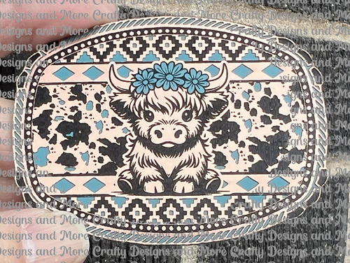 Cute Highland Cow with Flowers Southwest SVG & Laser Cut File