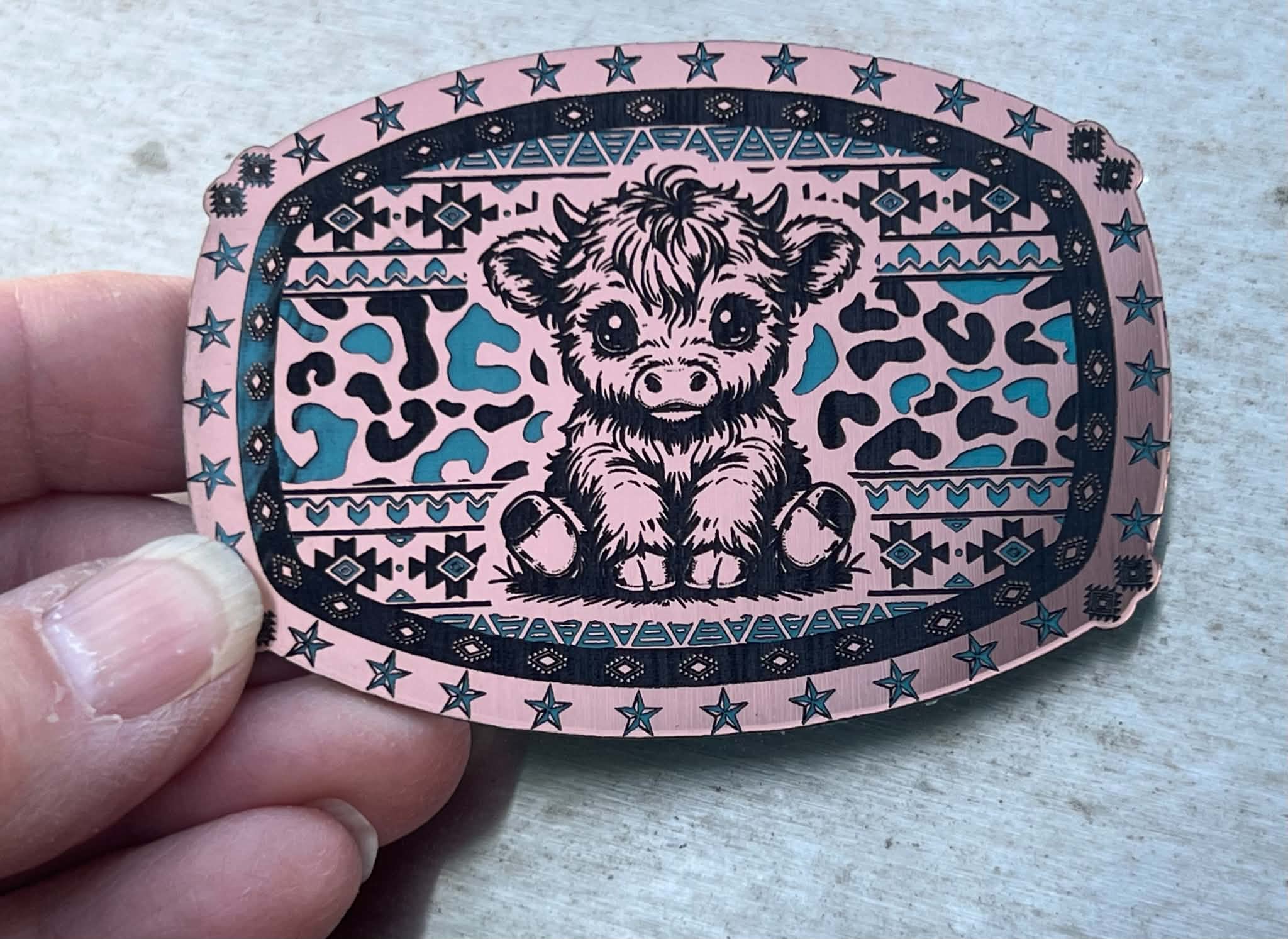 Southwest Highland Cow Patch new border – SVG & Lightburn Files